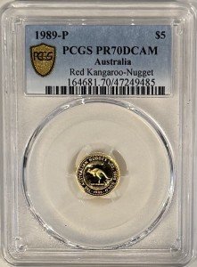 1989 Australia Red Kangaroo 1/20 Oz Gold Coin