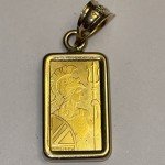 1 Gram Britannia Gold Bar in 14kt Bezel
