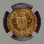 1886 Switzerland 20 Francs Gold Coin MS62 NGC