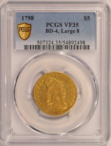 1798 $5 Draped Bust Gold Half-Eagle Coin