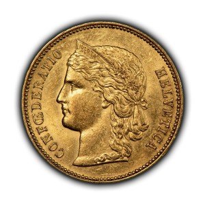 1896-B Switzerland Swiss 20 Francs Gold Coin