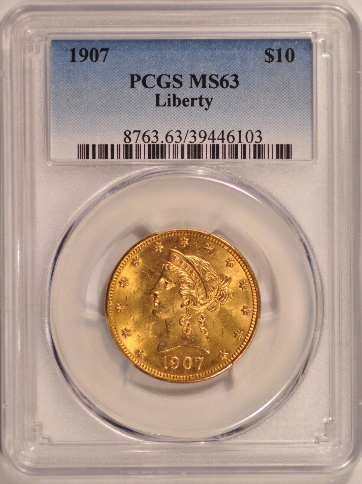 1907 $10 Gold Liberty Eagle Coin MS63