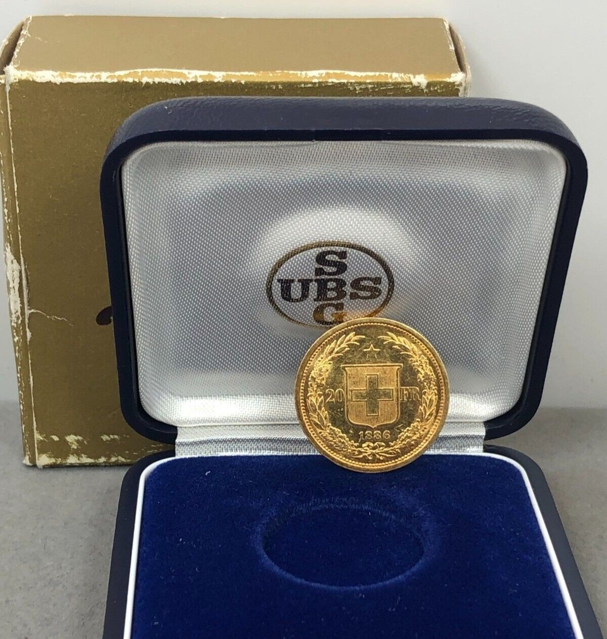 1886 Swiss Gold 20 Francs with UBS Box