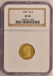 1825 $2.50 Capped Head Gold Coin NGC XF45