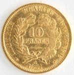 French Republic 10 Francs Gold Coin - Random Year