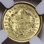 1851 $1 Gold Liberty Coin NGC MS62