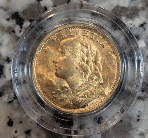 Swiss 20 Franc Gold Coin - .1867 oz AGW