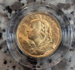 Swiss 20 Franc Gold Coin - .1867 oz AGW