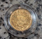 Swiss 20 Franc Gold Coin - .1867 oz AGW