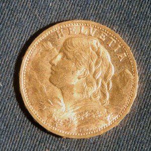 1930-B Swiss Helvetia 20 Francs Gold Coin