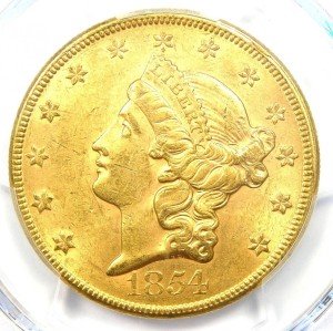 1854 Liberty Gold Double Eagle $20 Coin