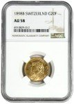 1898 B Switzerland 20 Franc Gold Coin 0.1867 oz