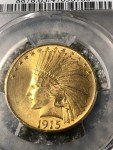 1915 $10 Gold Indian Head Coin MS63 CAC