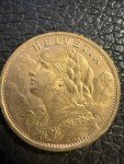 1947B Swiss Helvetia 20 Franc Gold Coin