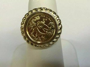 14K Gold Plated Chinese Panda Bear Coin Ring