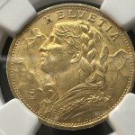 1922 Swiss Gold 20 Franc Coin - NGC MS64