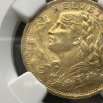 1922 Swiss Gold 20 Franc Coin - NGC MS64