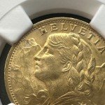 1922 Swiss Gold 20 Franc Coin - NGC MS64