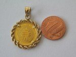 14k Yellow Gold Plated Panda Bear Coin Pendant