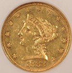 1883 Liberty Gold Quarter Eagle Coin - NGC AU-58