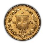 1895-B Swiss 20 Francs Gold Coin Helvetia