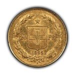 1895-B Swiss 20 Francs Gold Coin Helvetia