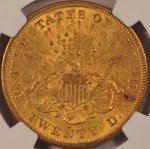 1873-S $20 Gold Double Eagle Coin NGC AU55