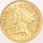 1856 $10 Gold Liberty Eagle Coin NGC AU58