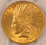 1910-D $10 Gold Indian Eagle Coin MS63