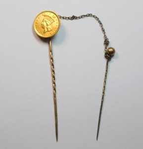 1874 Type III U.S. Gold Dollar Coin Pin