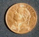 1927 Swiss Helvetia 20 Francs Gold Coin