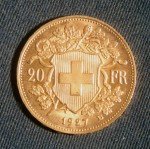 1927 Swiss Helvetia 20 Francs Gold Coin
