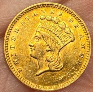 1874 $1 Gold Indian Princess Coin Type 3