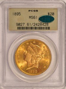 1895 $20 Gold Double Eagle Coin MS61 CAC