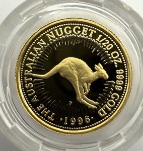1996 $5 Australia 1/20 Oz Gold Kangaroo Coin