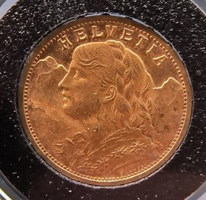1927 B Swiss Gold 20 Francs Coin