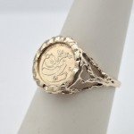 10K Yellow Gold Chinese Panda Coin Ring Size 6.5