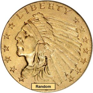 US Gold Indian Head Quarter Eagle Coin - 2.5$