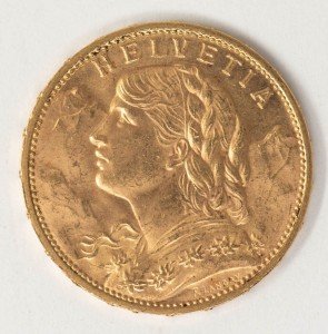1915-B Switzerland Gold 20 Francs Coin
