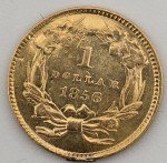1856 $1 US Gold Indian Princess Coin