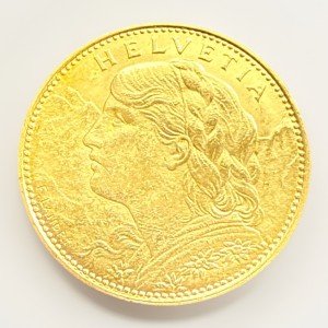 1922 Switzerland Helvetia 10 Franc Gold Coin