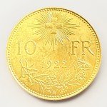 1922 Switzerland Helvetia 10 Franc Gold Coin