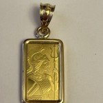 1g Gold Bar 999.9 Fine Britannia in Bezel