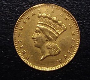 1857 Indian Princess Gold Dollar Coin