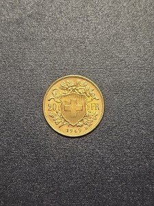 1949 Swiss Francs Gold Coin - Bern Mint