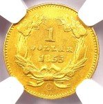 1855-O Type 2 Indian Gold Dollar Coin