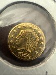 1854 Indian Head Gold Half Dollar Coin