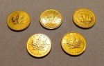 5 Uncirculated 1/4 oz Canada Gold Maple Leaf Coins