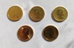 5 Uncirculated 1/4 oz Canada Gold Maple Leaf Coins