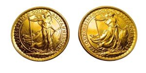 2 British Gold Britannia Coins 1/4 oz Each